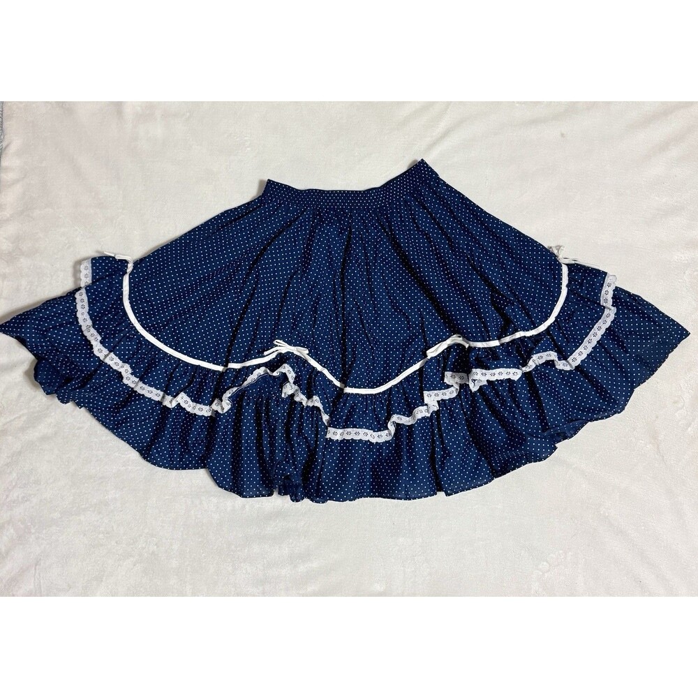 Partners Please Malco Modes XL Blue Full Square Dance Skirt Petticoat Polka Dot